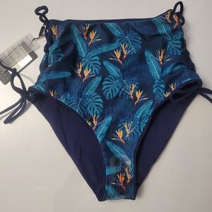 Relleciga - Navy Blue High Waisted Slimming Bikini Bottoms - Size S